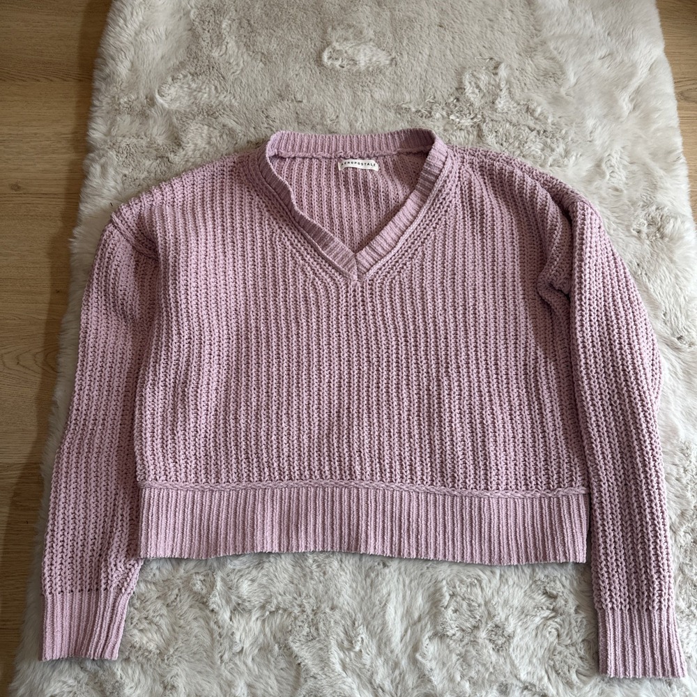 Aeropostale Sweater Small Adult Pink Pullover Cropped Knit Crew Neck Women